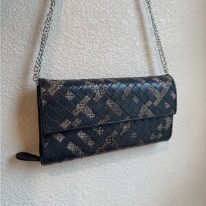 Bottega Veneta intrecciato flap snakeskin wallet